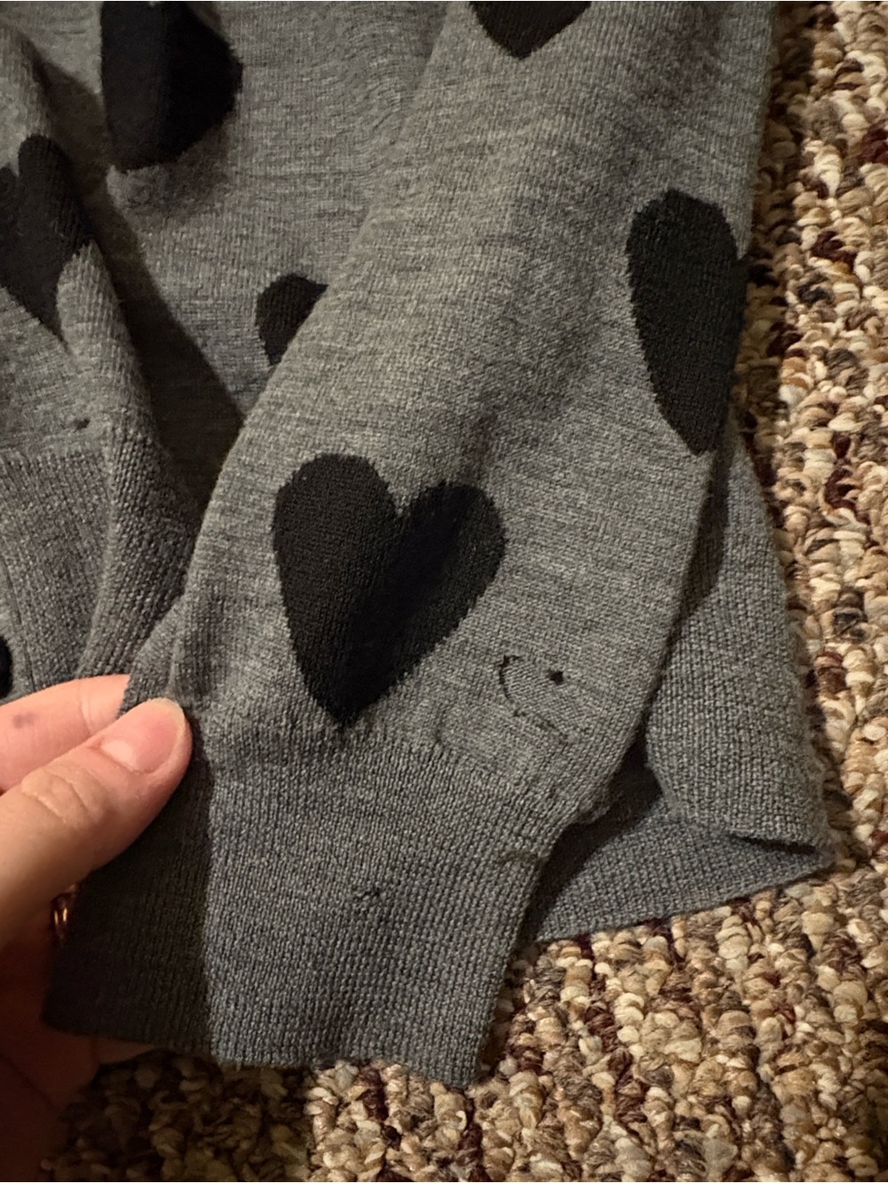 Burberry Merino Wool Graphic Print Heart Sweater Cardigan s - Picture 7 of 8